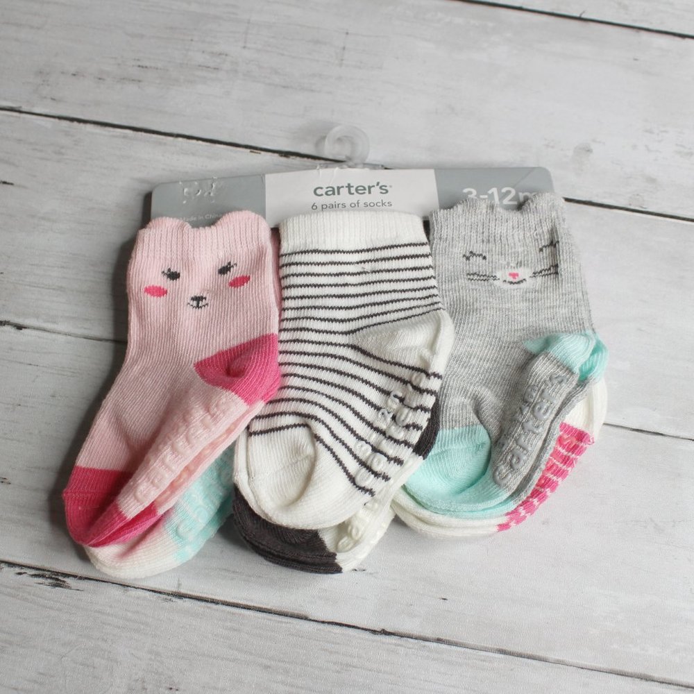 Carter's Baby Girl's Socks Size 3-12 Months 6 Pair